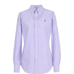 Приталенная хлопковая блуза в клетку Polo Ralph Lauren