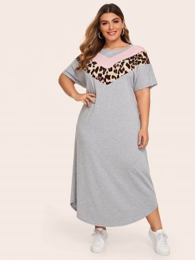 Леопардовое платье-футболка размера плюс
