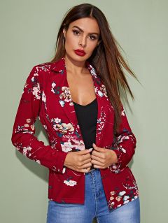 Пиджак на пуговицах с цветочным принтом