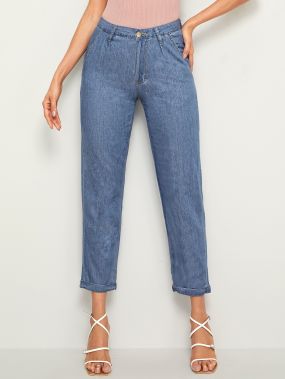 Короткие зауженные джинсы