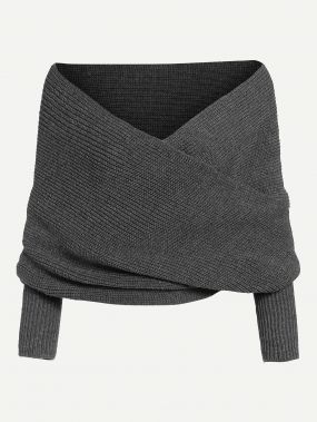 Однотонный свитер пончо