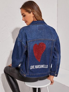 Джинсовая куртка с принтом сердечка