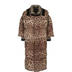 Удлиненный стеганый пуховик с леопардовым принтом Dolce & Gabbana