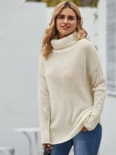 Трикотажный пуловер с высоким вырезом