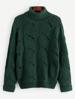 Стильный свитер крупной вязки с манжетами