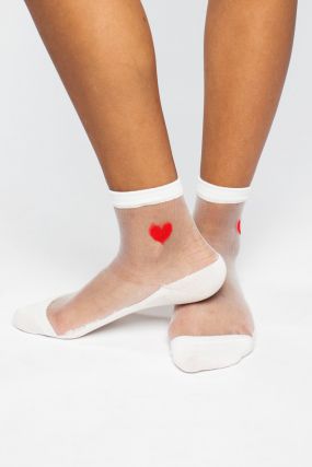 Носки STYLEHUB с сеткой белого цвета с красным сердцем (One Size)