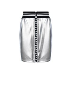 Серебристая юбка с поясом на резинке DKNY детская