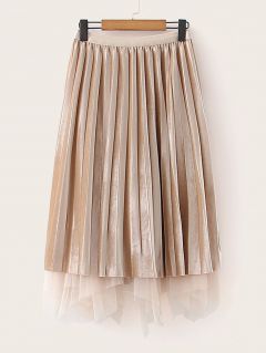Бархатая плиссированная юбка с эластичной талией