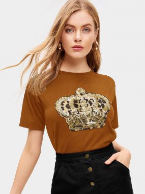 Леопардовая футболка с контрастными блестками