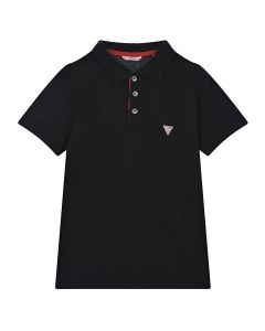Черная футболка-поло с красной отделкой Guess детская
