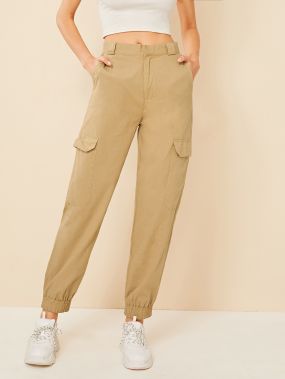 Однотонные брюки-карго с карманом