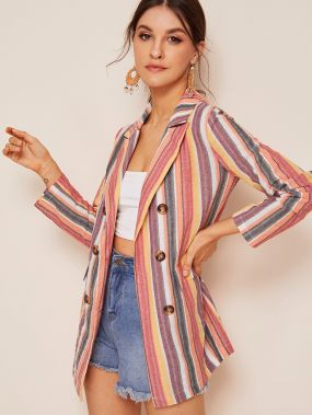 Разноцветный полосатый пиджак с пуговицами