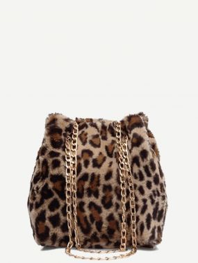 Леопардовая сумка с цепью