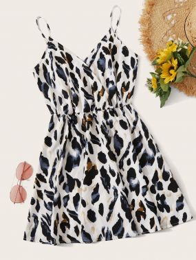 Леопардовое платье на запах