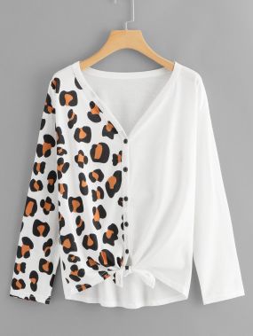 Леопардовая футболка с бантом