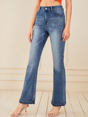 Расклешенные джинсы с эластичной талией