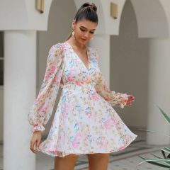 Платье с цветочным принтом и рукавами фонариками