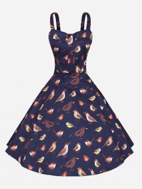 Платье с принтом птицы