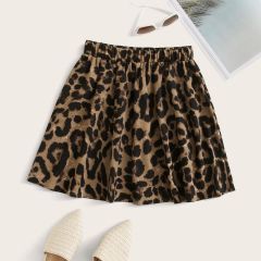 Расклешенная юбка мини с леопардовым принтом