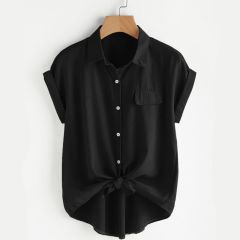 Асимметричная блуза размера плюс с оригинальным рукавом