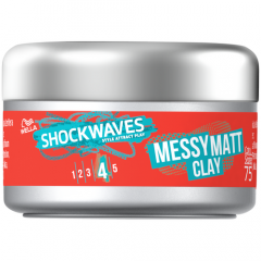 Wella Моделирующая глина Shockwaves Messy Matt Clay, сильная фиксация, 75 мл