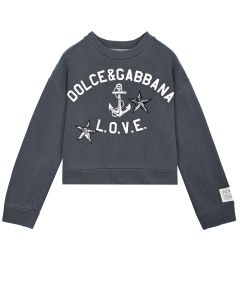 Темно-серый свитшот с принтом "якорь" Dolce&Gabbana детское