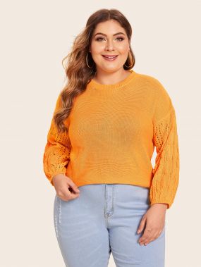 Неоновый оранжевый свитер размера плюс