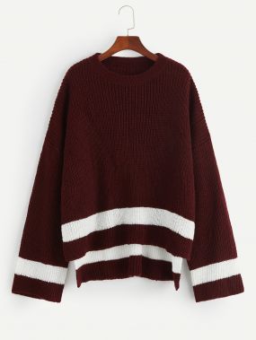 Асимметричный свитер с полосками