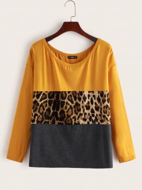 Леопардовая вязаная футболка