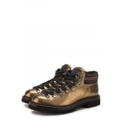 Ботинки из металлизированной кожи на шнуровке Brunello Cucinelli