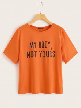 Неоновая оранжевая футболка с принтом 