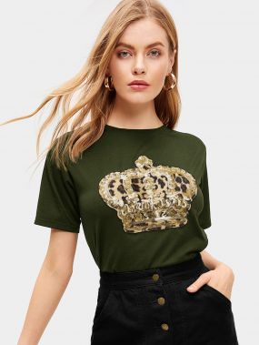 Леопардовая футболка с блестками