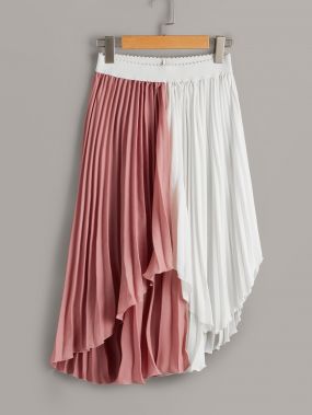 Двухцветная плиссированная асимметричная юбка