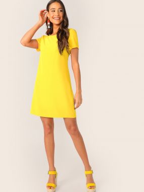 Неоновое желтое платье-туника