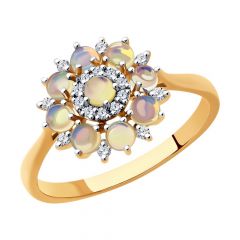 Кольцо SOKOLOV из золота с бриллиантами и опалами