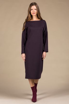 Платье MAYBE плотный трикотаж фиалка с длинным рукавом (42-44)