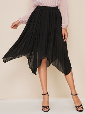 Асимметричная юбка со складками и эластичной талией